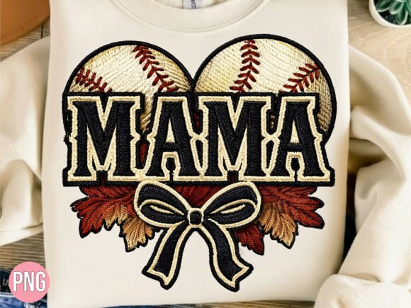Baseball Mama Heart Bow Stitch PNG: Elevating Digital Craft with Premium Design