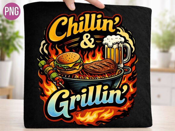 Chillin and Grillin BBQ Flame Shirt PNG: A Digital Asset for Creators