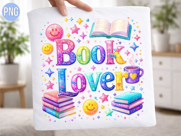 Colorful Glitter Book Lover T-shirt PNG: Elevating Digital Design for Modern Creators