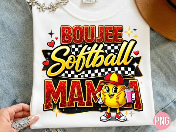 Elevating Sports Lifestyle Branding with the Boujee Softball Mama Glitter Text PNG