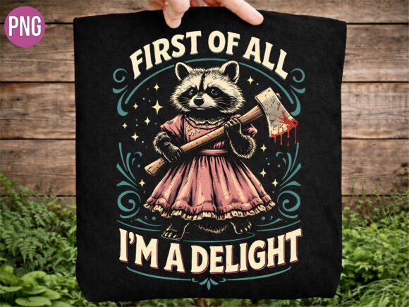 Evaluating the Raccoon in Pink Dress with Axe PNG Shirt Design for Creative Projects