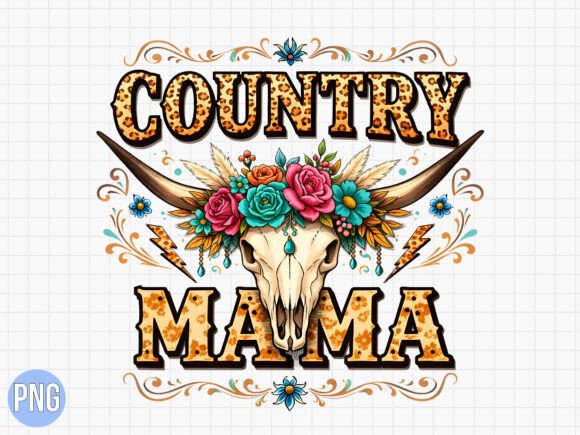 Leopard Floral Country Mama Shirt PNG