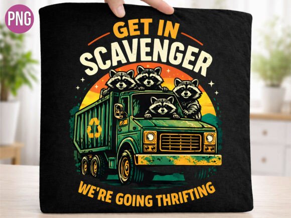 Raccoons in Trash Truck Thrifting PNG