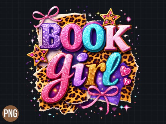 Sparkle Book Girl Leopard Reader PNG