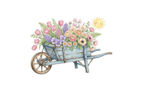 Spring Wheelbarrow PNG: Fresh DIY Clip Art