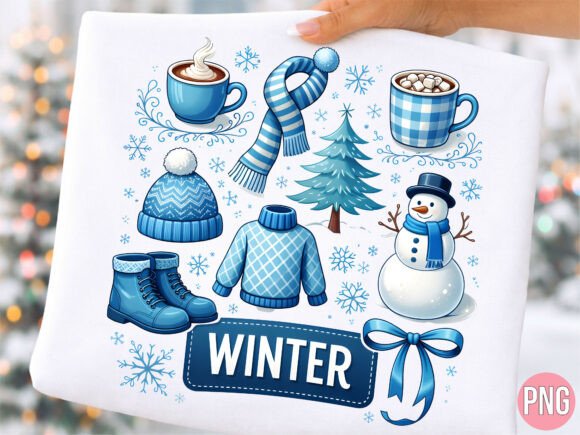 Winter Blue Cozy Seasonal Elements PNG: Elevating Digital Design with High-Quality Assets